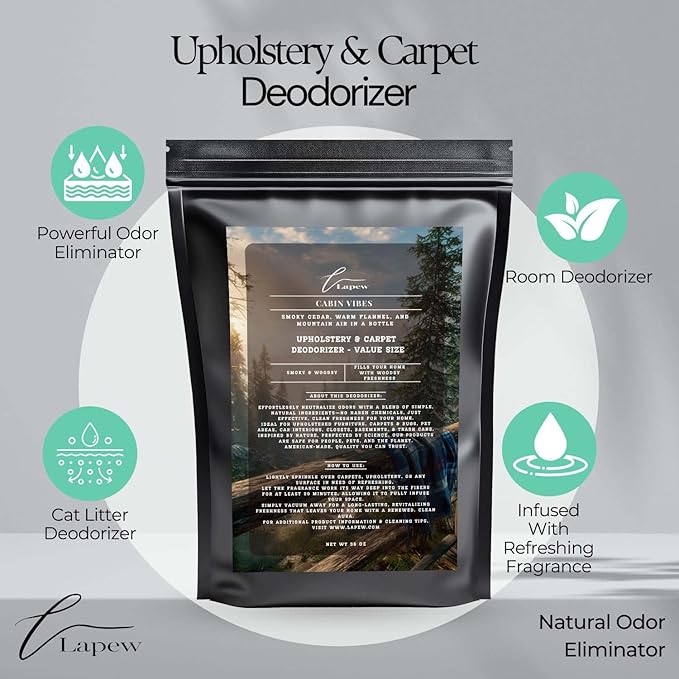 Cabin Vibes Carpet Freshener Powder Refill 36 oz | Powerful Odor Eliminator for Home | Upholstery Deodorizer | Carpet Deodorizer | Pet Urine | Cat Litter Box
