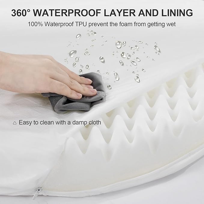 3.7 inch Thickened Orthopedic Dog Beds for Medium Dogs, Supportive Dog Sofa Bed with 28D Egg-Crate Foam, Removable Washable Plush Cover, Waterproof Lining, Half-Round Design for Puppy,Senior Dog