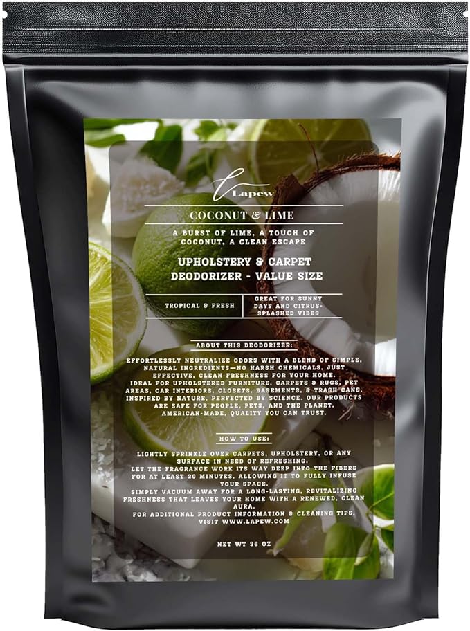 Coconut & Lime Carpet Freshener Powder Refill 36 oz | Powerful Odor Eliminator for Home | Upholstery Deodorizer | Carpet Deodorizer | Pet Urine | Cat Litter Box | Coconut Lime Verbena Fragrance
