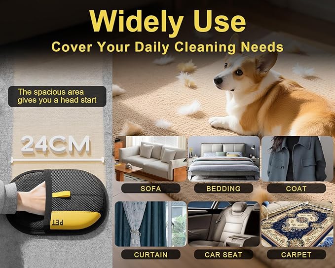 2Pcs Electrostatic Gloves Pet Hair Removal, Reusable Cat & Dog Hair Remover for Couch, Furniture, Carpet, Curtain, Upgraded Animal Fur Removal Tool, Cat Grooming Gloves