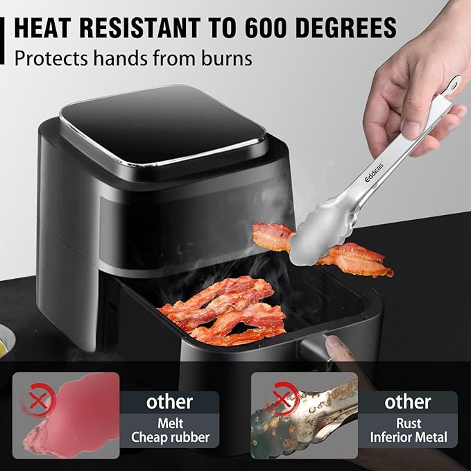 2 Pcs 7 Inch Small Tongs, Heavy Duty Stainless Steel Kitchen Tongs, For Cooking, Food, Buffet, Salad, Fruits, Bread, Dishwasher Safe