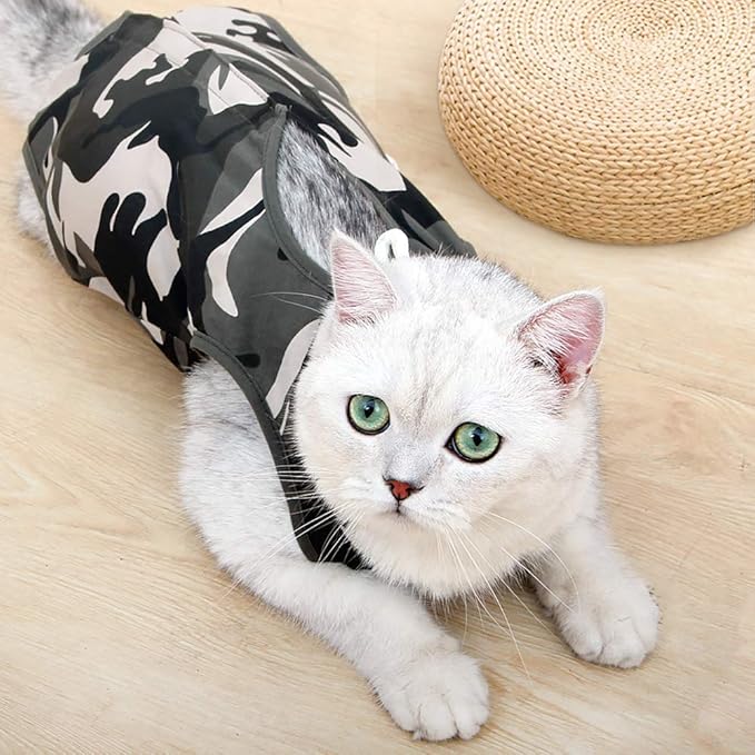 DOTON Cat Recovery Suit for Male and Female Surgical Post Surgery Soft Cone Onesie Shirt Clothes Neuter Licking Protective Diapers Outfit Cover Kitten Spay Collar(M, Camouflage)