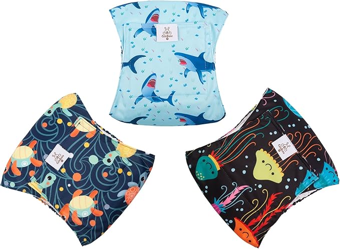 CuteBone Dog Diapers Male Washable Belly Band for Male Dogs Wraps 3pcs a Pack DM28XS