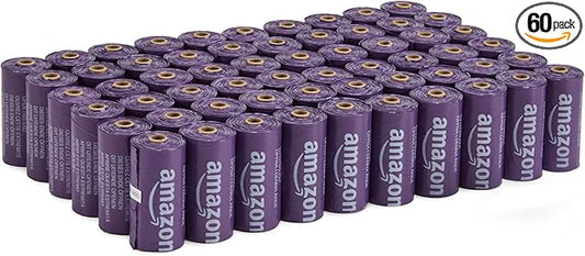 Amazon Basics Premium Lavender Scented Standard Dog Waste Bags, 900 bags,15 Count (Pack of 60)