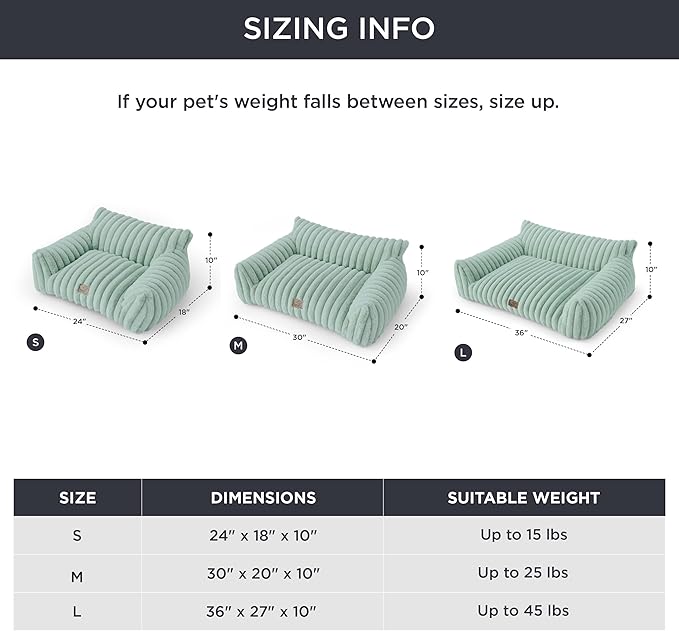 Bedsure Cute Dog Couch for Pets - Fluffy Dog Sofa with Premium Soft Corduroy Fleece, Pet Couch Bed with Washable Cover, Supportive Pet Sofa Bed for Medium Large Dogs, 36inch, Garden Green