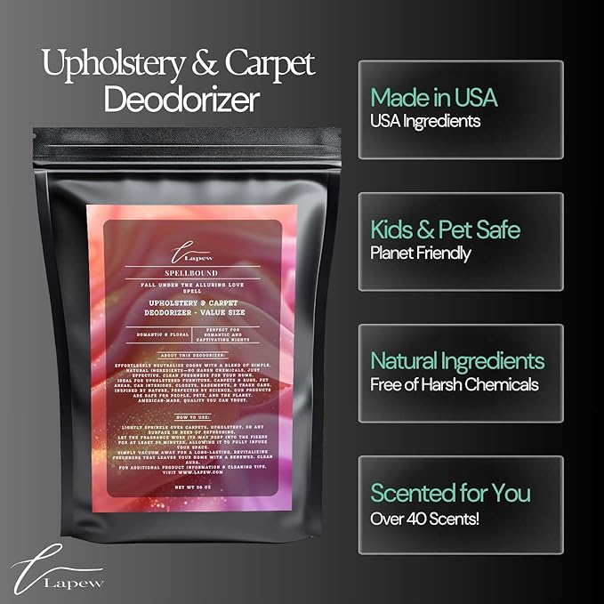 Spellbound Carpet Freshener Powder Refill 36 oz | Powerful Odor Eliminator for Home | Upholstery Deodorizer | Carpet Deodorizer | Pet Urine | Cat Litter Box | Love Spell Fragrance