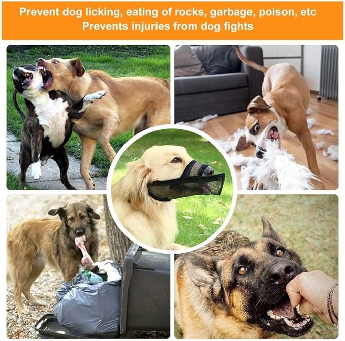 Crazy Felix Nylon Dog Muzzle for Small Medium Large Dogs Poodle Labrador Golden Retriever Doberman, Air Mesh Breathable and Drinkable Pet Mouth Guard for Anti-Biting Chewing Scavenging(Black,M)