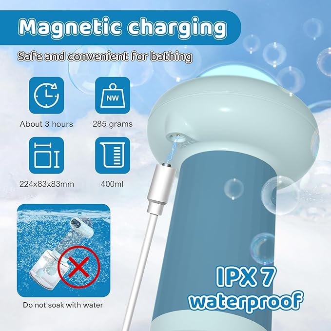 Electric Dog Shampoo Dispenser,IPX7 Cat Shampoo Sprayer,Pet Bath Supplies Automatic Foaming Shampoo Dispenser for Dog Deep Cleaing,Kitchen Sink，Bathroom Blue