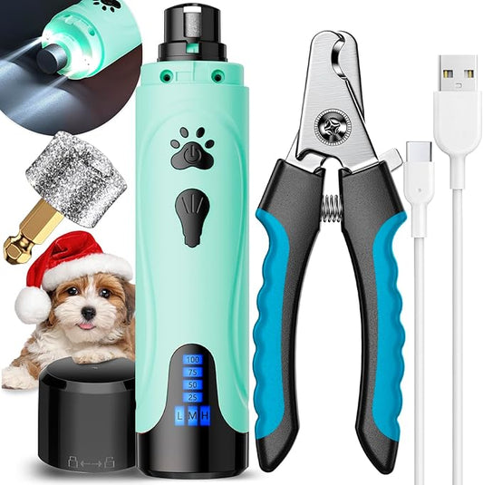 YABIFE Dog Nail Grinder, Dog Nail Trimmers and Clippers Kit, Super Quiet, Rechargeable, for Small Large Dogs & Cats Toenail & Claw Grooming,3 Speeds