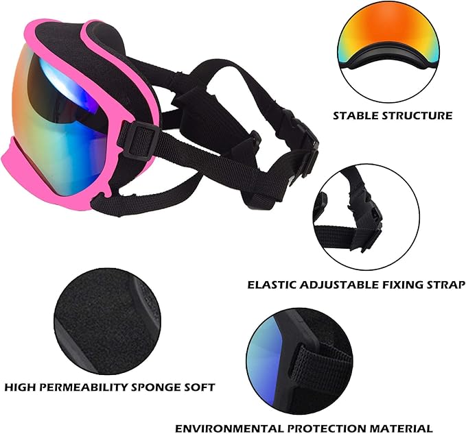 Winproof Large Dog Sunglasses with Adjustable Strap, UV Protection, Soft Goggles for Medium-Large Dogs