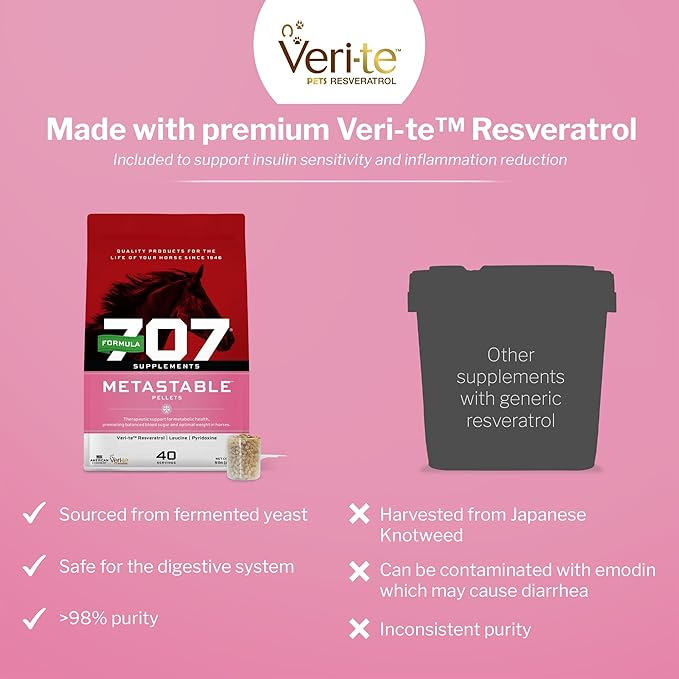 Formula 707 MetaStable Pellets for Horses 5 lb Bag – 40 Servings – University-Studied Support for Horses with Laminitis, Insulin Resistance & Metabolic Disorders