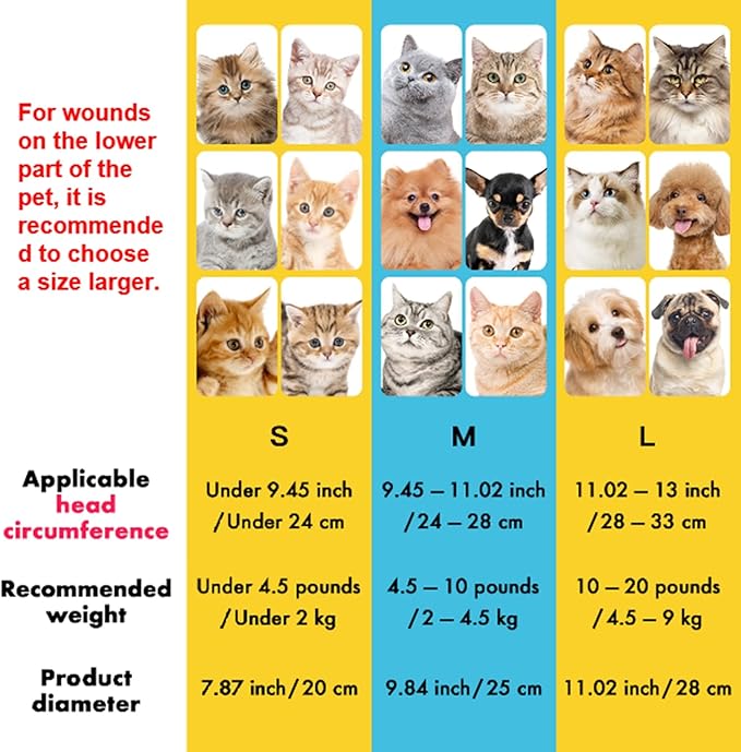 EWES Cat Cone Collar Soft L Size,Alternative Neck Cones to Stop Licking,Comfy Elizabethan Collars After Surgery Neuter,Donut Collar for Pet Cat Dog Kitten e Collar Recovery Shame