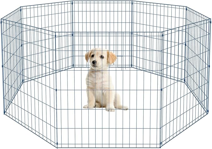 30 Tall Dog Blue Playpen Crate Fence Pet Kennel Play Pen Exercise Cage -8 Panel