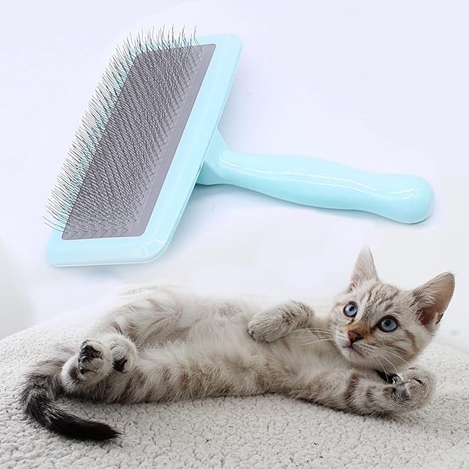 Air Cushion Slicker Brush for Dogs Cats,Soft Pin Shedding Brush for Short Haired Dog,Cat, Pet Grooming Wire Brush for Thin Curly Matted Tangled Hair,14mm(0.55"),Green