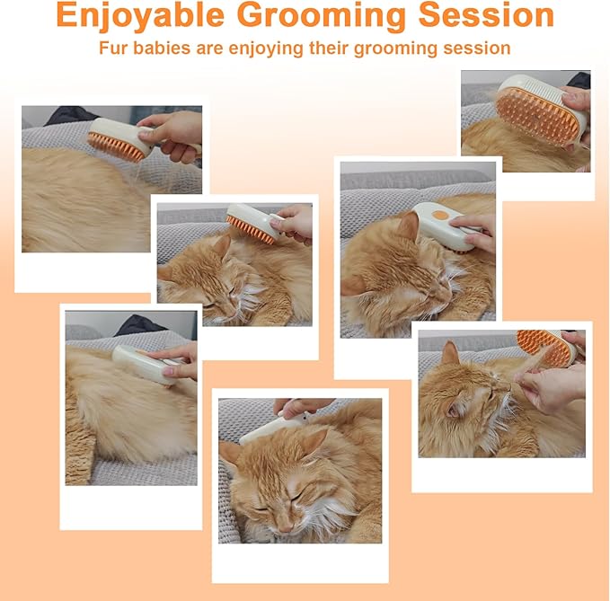 Nepfaivy Pet Steam Brush for Cat - Cat Steam Brushes for Indoor Cats Shedding, Rechargeable Steaming Brush for Dogs, Dog Mist Water Steamer, Pet Spray Hair Removal Comb for Massage Grooming