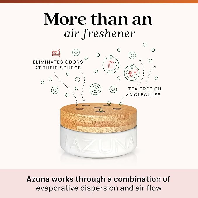 Azuna All-Natural Odor Remover Gel Refill Pouch | Air Purifier with Tea Tree Oil | Plant-Based & Long Lasting | For Pet Odors, Smoke & Strong Odors | Sandalwood/Bourbon, 12 oz.