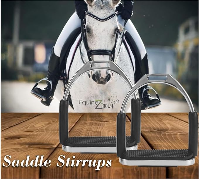 Flex Stainless English Saddle Stirrups Iron Pads Knee Ankle Stress Pain Relief