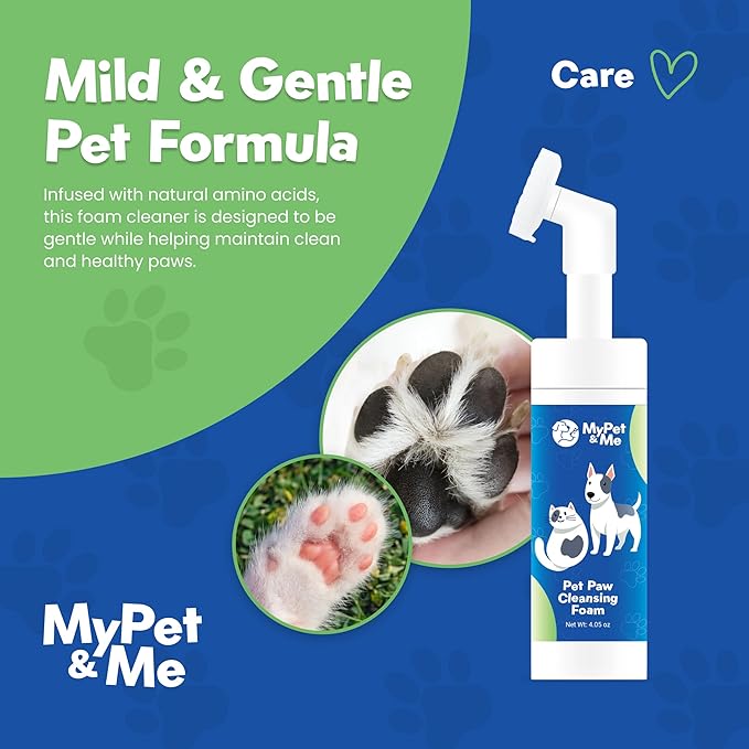 My Pet & Me Dog Paw Cleaner - Foaming Cleanser for Easy Paw Cleaning - No-Rinse Dog Paw Washer - Gentle Foot Cleaner for Dogs - Paw Wash for Small & Large Dogs - 4.05 oz