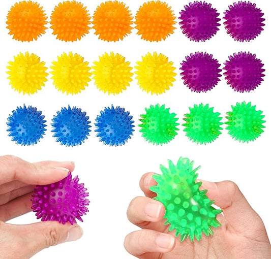 18pcs Fidget Spiky Ball Toys Stress Relief Sensory Toy for Kids Adults Toddlers, Squishy Squeeze Ball for Party Favors, Pinata Fillers, Goodie Bag Stuffers