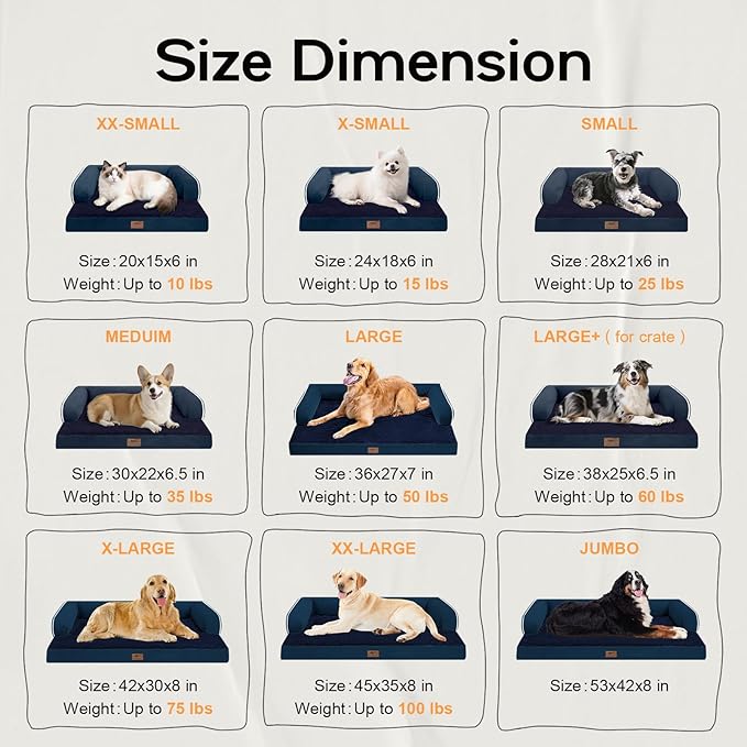 Small Dog Bed Orthopedic Washable Cat Bed Memory Foam Couch Sofa Comfy Pet Beds with Waterproof Removable Cover & Non-Slip Bottom