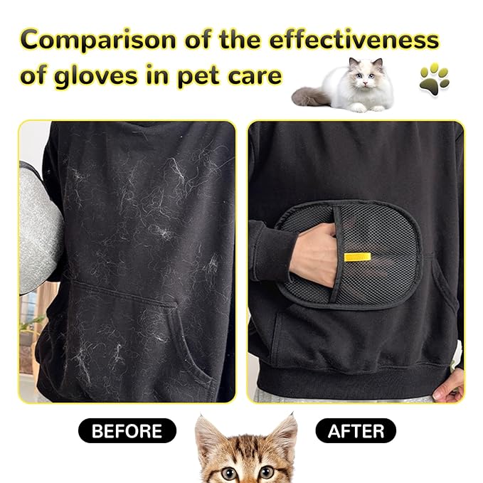 Pet Hair Remover Brush- Pet Hair Removal Glove, 4 in 1- Reusable Hair Remover Brushl with 17inch Long Handle, Electrostatic Gloves Pet hair for Furniture, Couch, Carpet