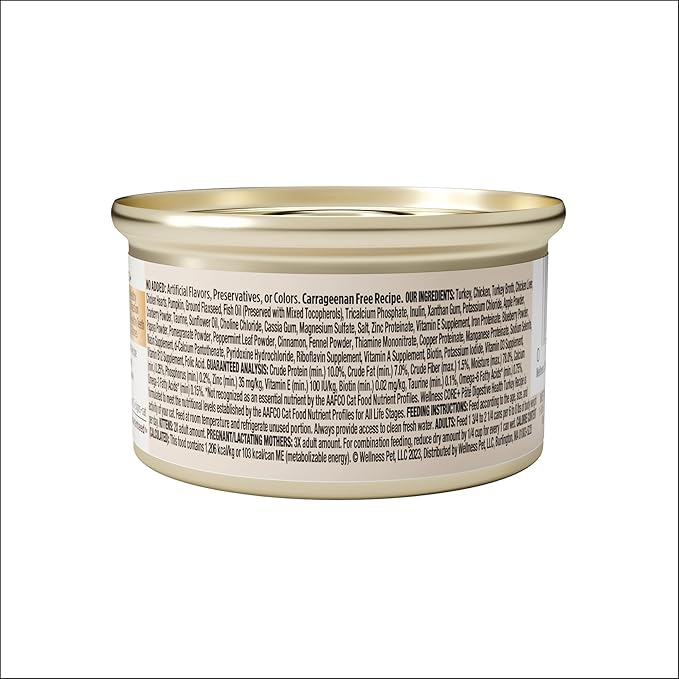 Wellness CORE+ Digestive Health Pate Adult Wet Cat Food, Natural, Protein-Rich, Grain Free, 3 Ounce, 12 Pack (Turkey)