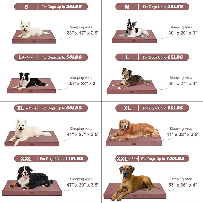 Orthopedic Dog Bed for Large Dogs, Big Waterproof Washable Dog Bed for Large Sized Dogs with Egg Crate Foam Pet Bed Mat, Removable Oxford Cooling Cover, Pink