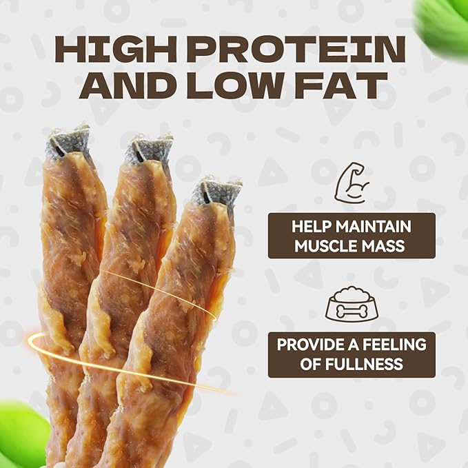 Chicken Wrapped Cod Skin Dog Treats, High Protein Chicken Jerky Chews Rawhide-Free Long-Lasting Dog Training Treats Snacks for Medium and Breeds 10.54oz