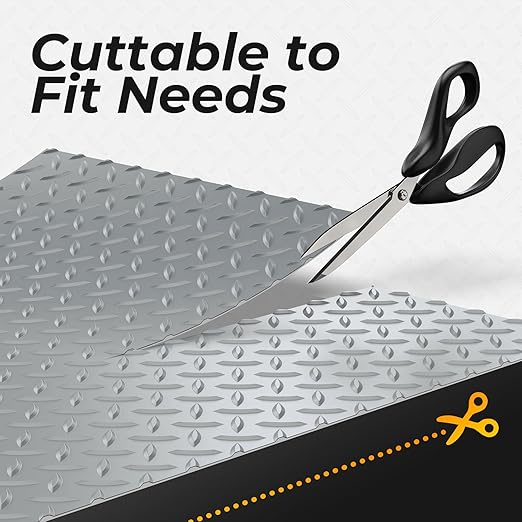 7.8 x 22 FT Garage Floor Mat, 2.8mm Thickness Diamond Plate Vinyl Garage Flooring Roll for Under Car, Large Size 172 SQFT for Large SUVs, MPV, Pickup Truck, RV, Light Grey