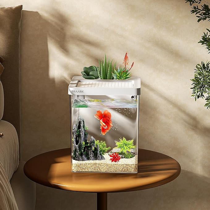 Smart Betta Fish Tank 1.5 Gallon Aquarium kit self Cleaning, Filter LED Light, Water Pump