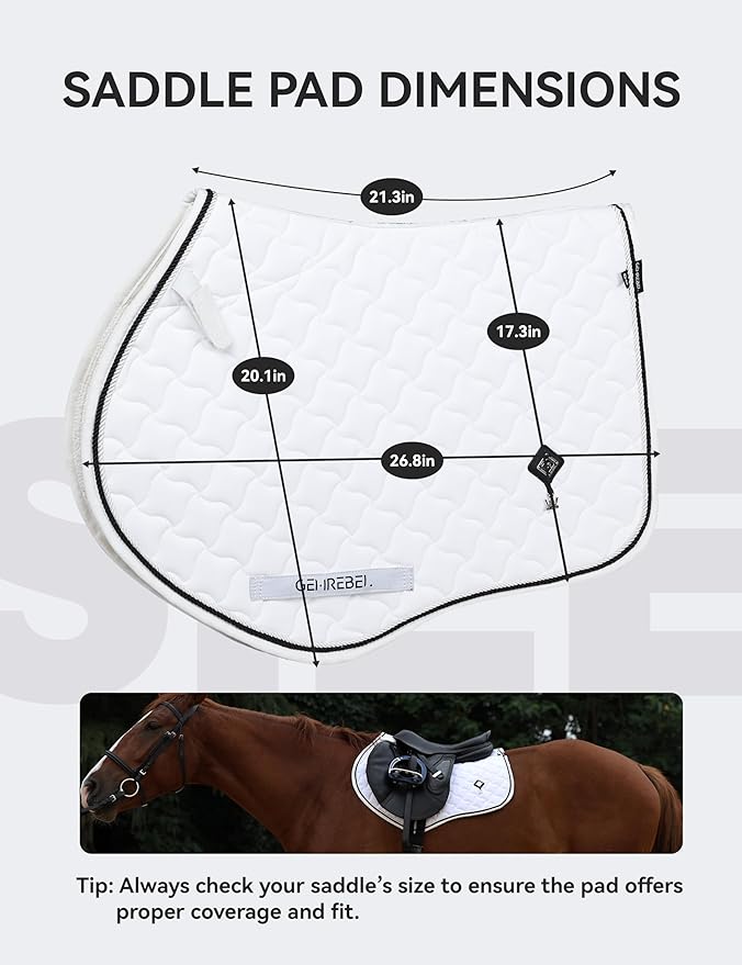 Close Contact Non-Slip Design Horse Riding Pad Moisture-Wicking Shock Absorbing English Saddle Pad for Horses
