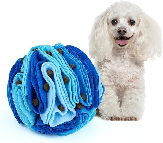 Pet Snuffle Ball, Puzzle Sniffing Interactive Dog Ball for Blind Dogs Training Stress Relief Dog Enrichment Toys Treat Machine Washable (15cm, Ocean Blue)