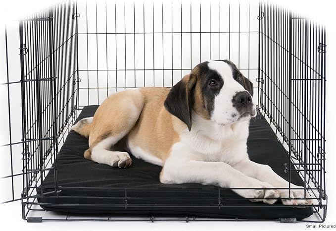 K9 Ballistics Tough Ripstop Orthopedic Dog Crate Bed - Durable Pad with Washable Cover, for Wire Crates, Tie-Downs Included, Size: Medium 35"x22", Sandstone