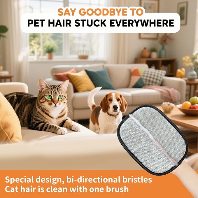 2 Pcs Pet Hair Removal Gloves, Reusable Electrostatic Grooming Mitt, Washable & Eco-Friendly Fur Remover for Dogs & Cats, Versatile for Furniture, Bedding, Clothes, and Car Seats