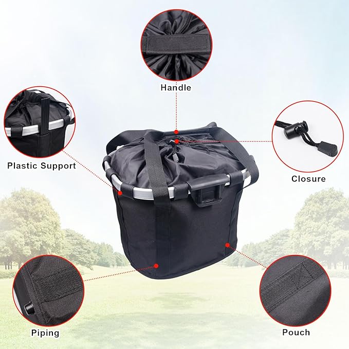 Bike Basket Front Dog Basket for Bike, Bike Baskets for Adult Bikes, Bike Bags for Bicycles, Removable Bicycle Basket, Folding Small Pet Bag for Shopping Camping Cycling