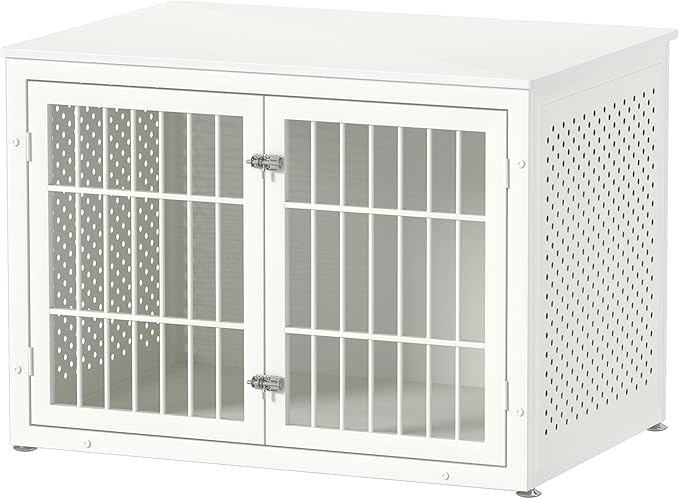 42" Heavy Duty Dog Crate Furniture for Large and Medium Dogs, Enclosed Design Wooden Metal Kennel, Wooden Cage Furniture Indoor, Decorative Dog Kennel End Table