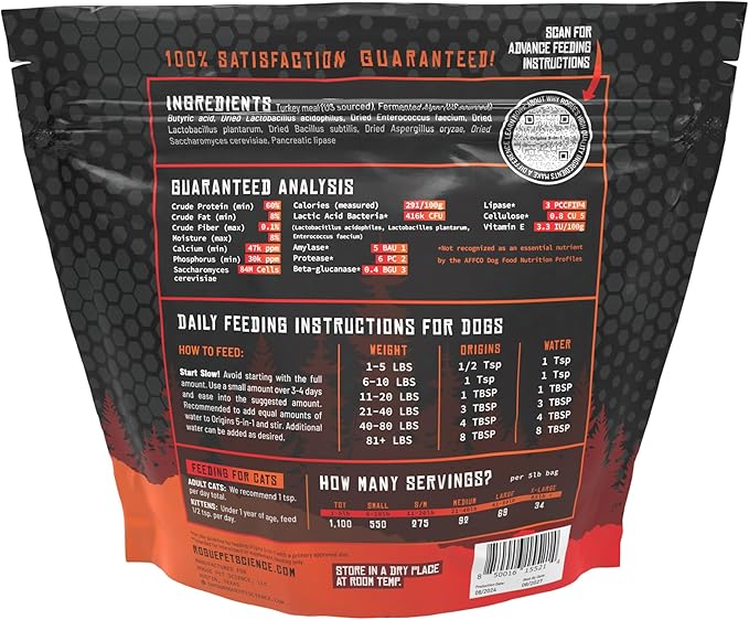 Origins 5-in-1 Dog Supplement - Powdered Food Topper w/Natural Turkey Protein- Supports Healthy Digestion, Skin, and Coat - Helps Reduce Itching & Joint Inflammation (5LB)