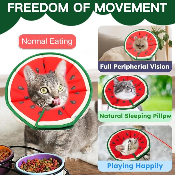 Cat Cone Collar Soft, Waterproof Cat Recovery Collar After Surgery, Adjustable Pet Donut Collar, Safety Elizabethan Collar to Prevent Licking Wounds for Kittens, Pet Cone Alternative