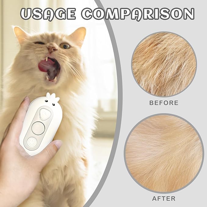 3-in-1 Rechargeable Steam Brush for Cats & Dogs - Anti-Static Spray Pet Grooming Brush with Warm Mist Massage, Hair Shedding Control, Detangling Comb & Cleaning Tool for Effective Deshedding