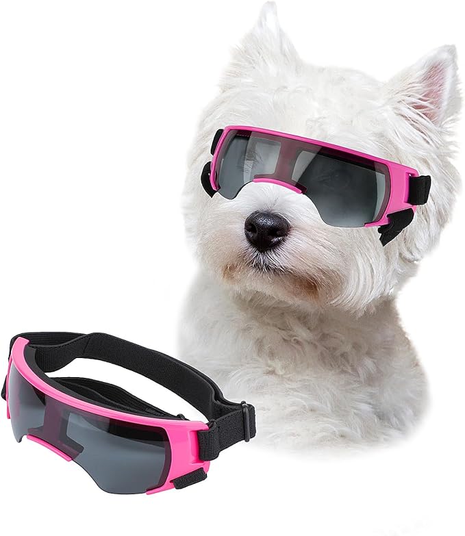 Lesypet Dog Sunglasses Small Breed, Dog Goggles for Small Dogs Windproof Anti-UV Glasses for Dogs Outdoor Eye Protection, Pink
