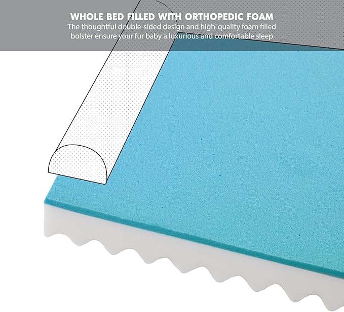 Friends Forever Orthopedic Dog Bed for Medium Dogs, Waterproof Memory Foam Dog Sofa Bed M with Removable Washable Cover, Ally Grey, 28x23x6.5