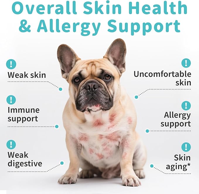 Dog Skin & Allergy Chews - Dog Probiotics for Sensitive Skin Health Support - Allergy Relief - Support Seasonal Allergies, Immune & Gut & Digestive Health Supplement - Beef Flavor - 90 Count