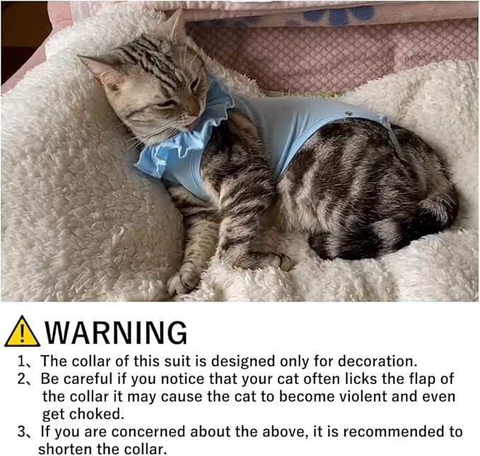 Cat Recovery Suit for Abdominal Wounds and Skin Diseases,Breathable Surgical Recovery Shirt After Surgery Wear Anti Licking Wounds,E-Collar Alternative for Female Cats Kitten(RSC01-blue-m)