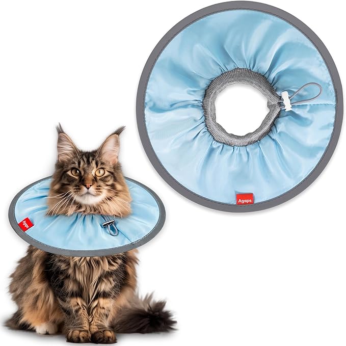 Agape Soft Cat Cone, Comfy Collar to Stop Licking & Scratching, Lightweight Recovery Collar for Cats After Surgery, Adjustable Elizabethan Collar for Neuter Recovery, Waterproof Neck Cones for Cats