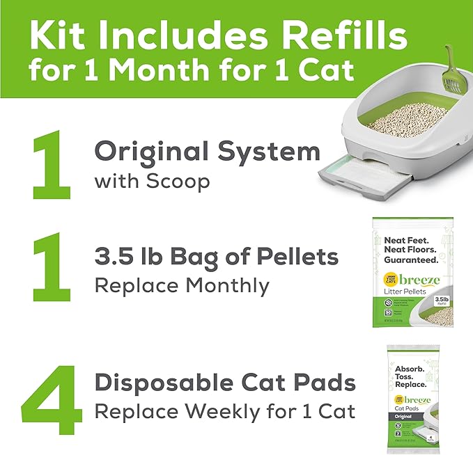 Purina Tidy Cats Non Clumping Litter System, Breeze XL All-in-One Odor Control & Easy Clean Multi Cat Box - 18 lb. Box