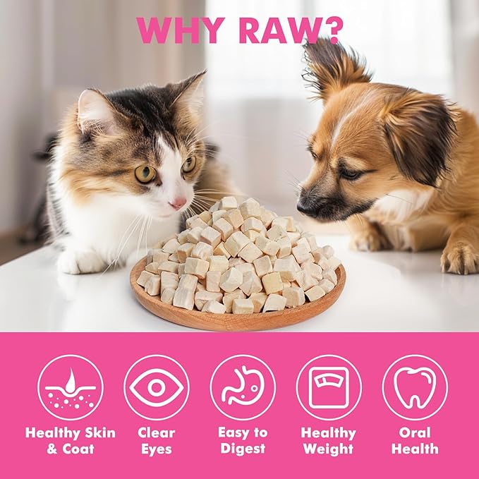 Freeze Dried Cats & Dogs Raw Treats, All Natural Single Ingredient Chicken Breast, High Protein Healthy Pet Training Treats or Food Topper, 3.5 oz