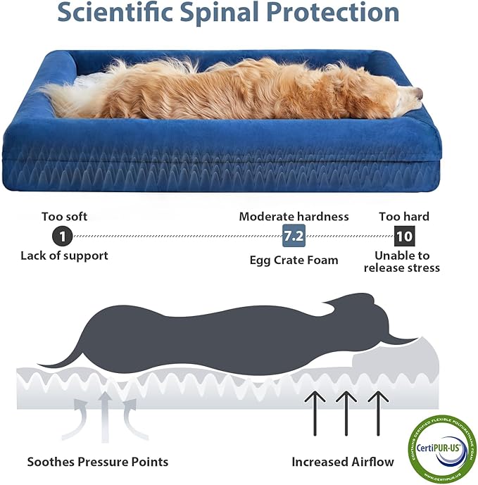 WNPETHOME Giant Dog Bed, Washable Dog Couch with Removable Waterproof Cover, Orthopedic Large Pet Sofa Bed with Bolster Sides for Sleeping