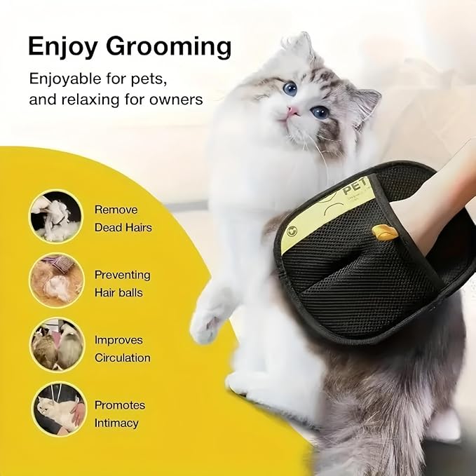 2PCS Pet Hair Remover Gloves, Pet Hair Removal Tool, Reusable Removal Tool for Couch, Furniture, Carpet, Car Seat, Cat Grooming Tools