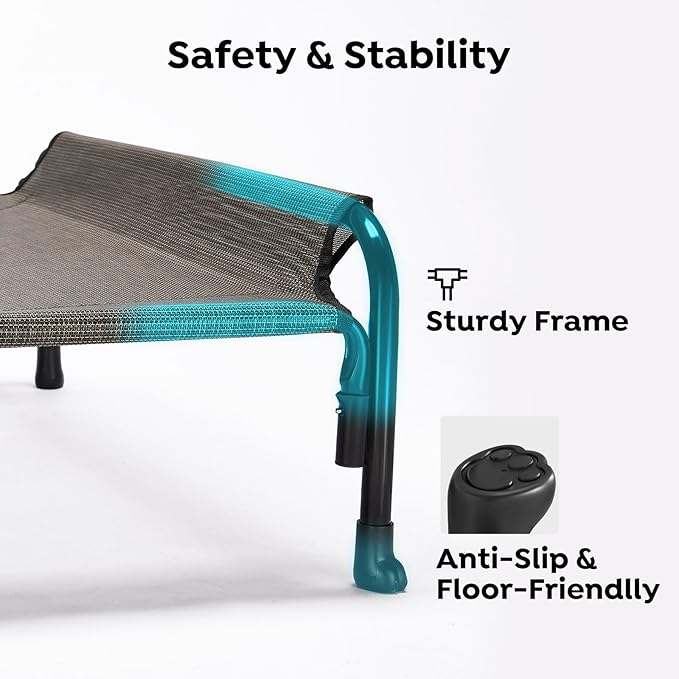 Veehoo XL Outdoor Elevated Dog Bed, Raised Dog Cot for Extra Large Dogs, Cooling Washable Waterproof Pet Hammock Beds with Slope Headrest, Breathable Mesh and Sturdy Frame, X-Large, Brown, CWC2204