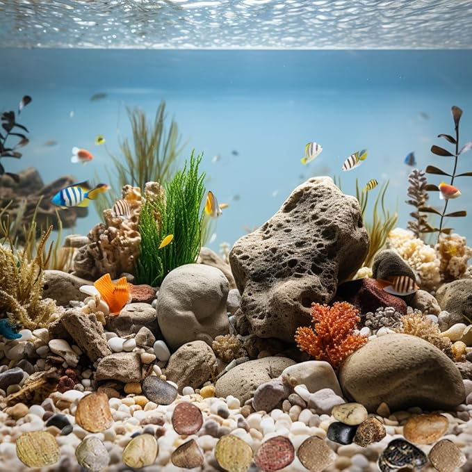 HappyFiller Decorative Natural Pebbles Polished Rocks Stones Mixed Color for Aquarium Gravel,Fish Turtle Tank,Outdoor Indoor Plants Top Dressing,Garden Landscaping,Home Vase Filler Decoration,2 LB
